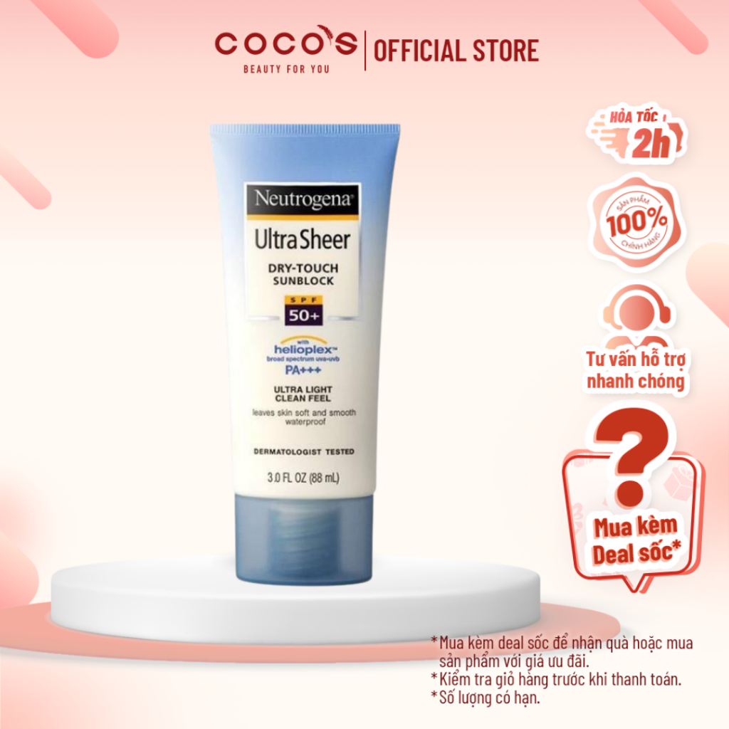 Kem Chống Nắng Dịu Nhẹ Ultra Sheer Dry Touch SPF 50+ 88ml