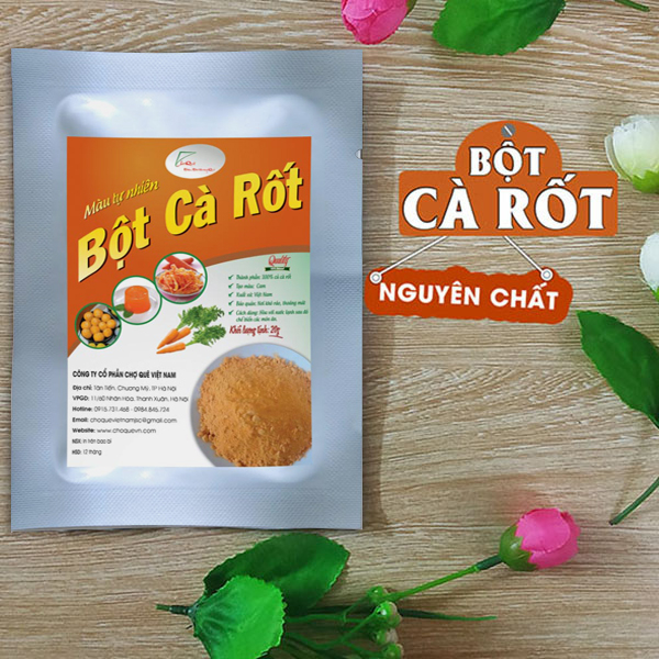 Bột cà rốt khô mịn 10g sấy lạnh nguyên chất 100% từ củ cà rốt