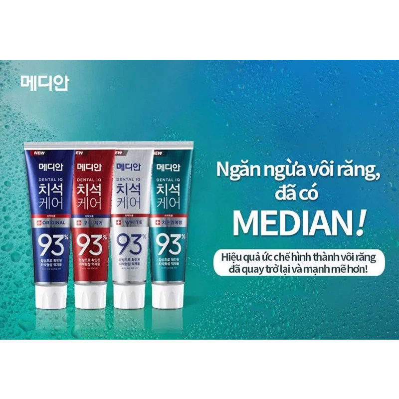 Kem đánh răng giúp trắng răng, giảm ố, loại bỏ mùi hôi MEDIAN 93% IQ DENTAL Toothpaste 120g - Konnichiwa