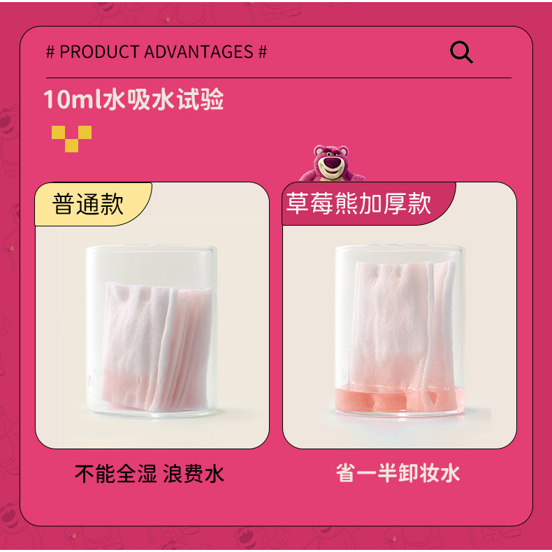 Bông Tẩy Trang Gấu Dâu 222 Miếng/Túi