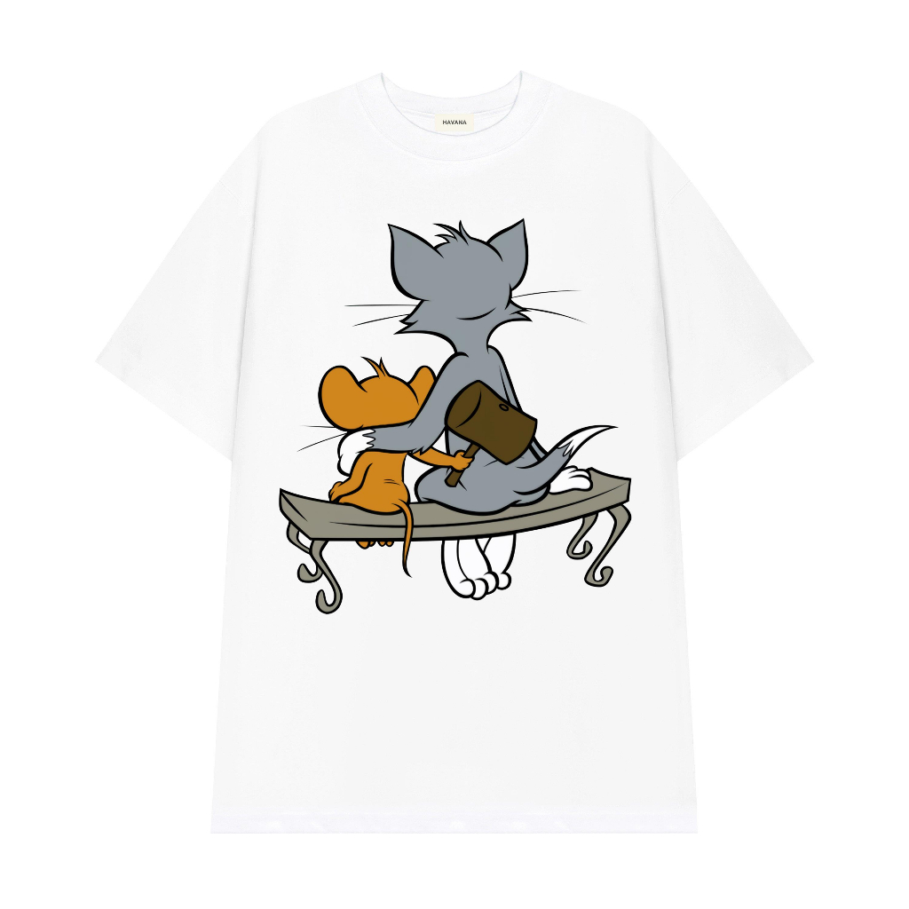 Áo Phông Tom And Jerry HAVANA Áo Thun Hoạt Hình Form Rộng Vải Cotton Nam Nữ Unisex Mã 003