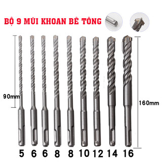 Mũi khoan bê tông đầu chữ thập chân gài sds plus các kích tấc 5-6-6-8-8-10-12-14-16 c5