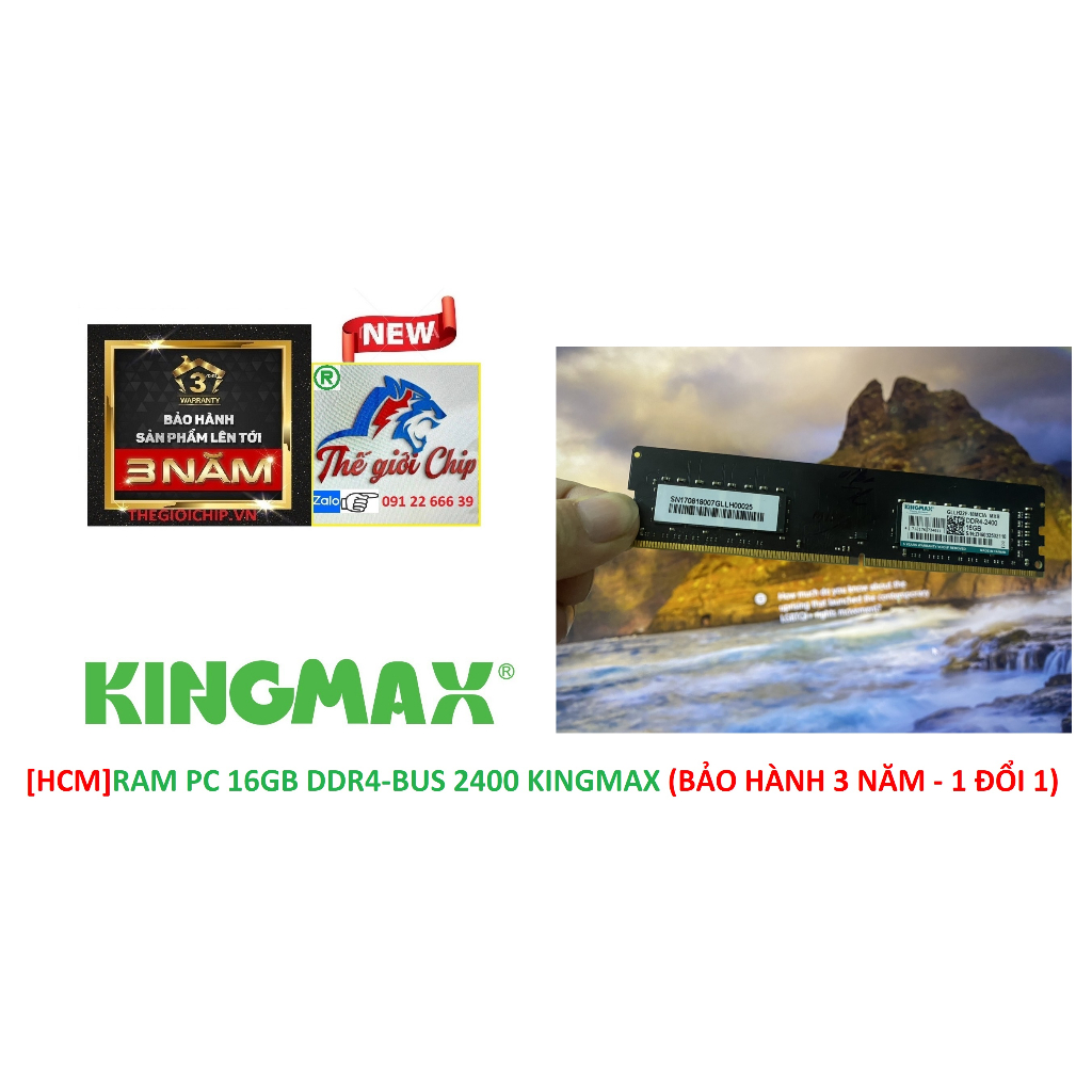 [HCM]RAM PC 16GB DDR4-BUS 2400 KINGMAX (BẢO HÀNH 3 NĂM - 1 ĐỔI 1)