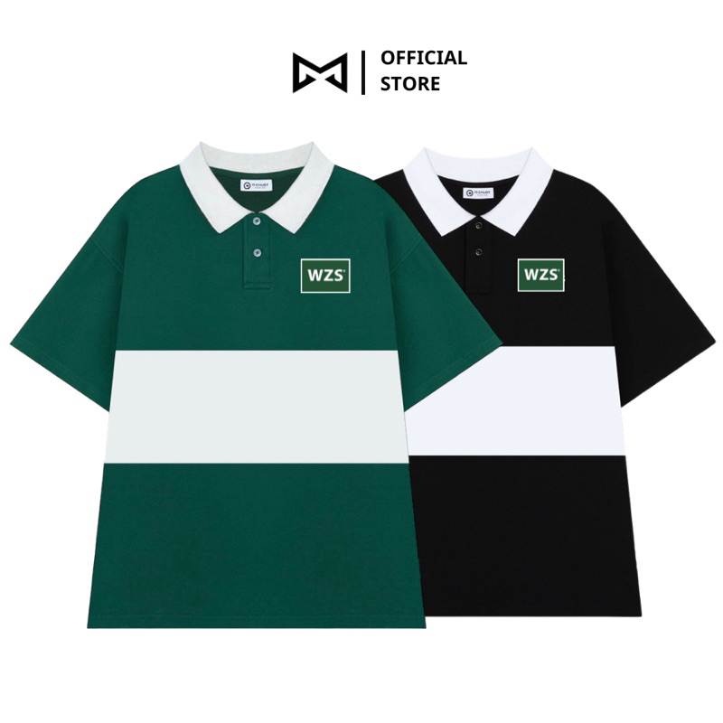 Áo Thun Polo W.Z.S phối màu chất cotton unisex local brand, áo polo xanh rêu giá rẻ nam nữ form rộng GTM store