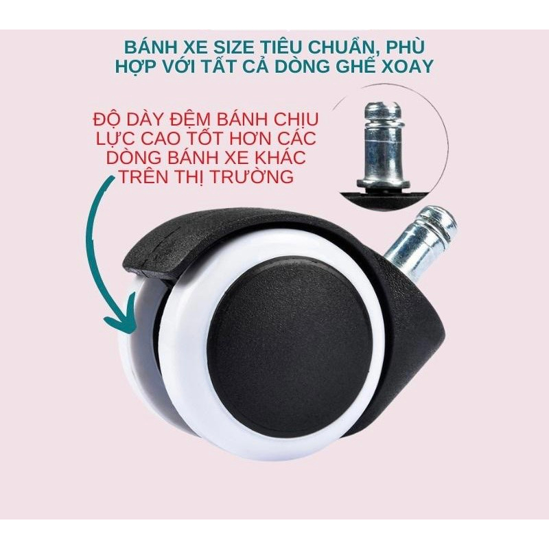 (Free ship) Bánh xe ghế xoay, phù hợp mọi loại ghế