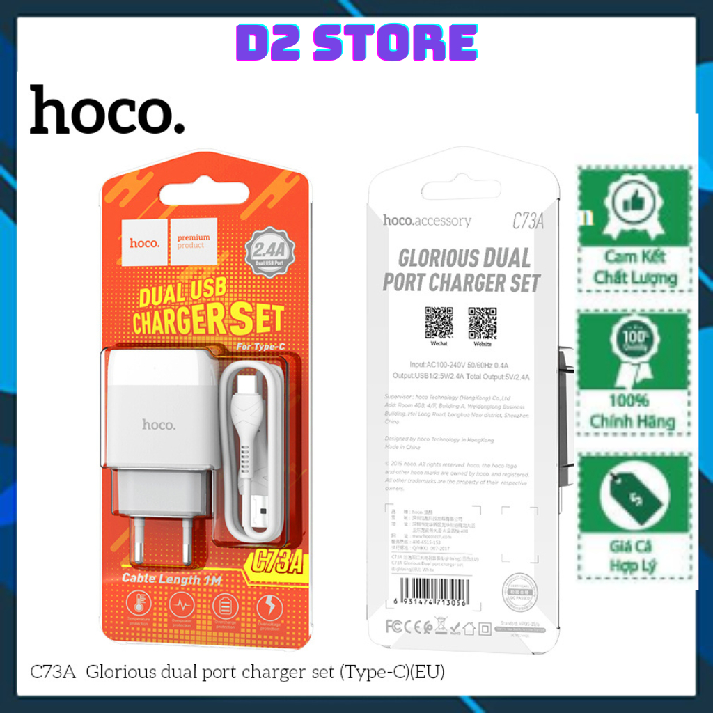 Bộ Sạc Nhanh HoCo-C73A Thích Hợp Các Dòng Máy Ip,hone ,Samsung,Oppo,ViVo,Realme- D2 Store