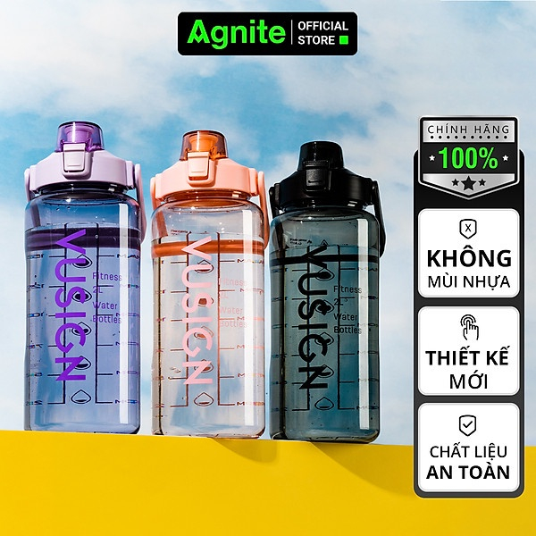 Bình nước KHỔNG LỒ, bình đựng nước 2L chính hãng AGNITE, có giấy kiểm định chất lượng nhựa - nhiều màu sắc bắt mắt