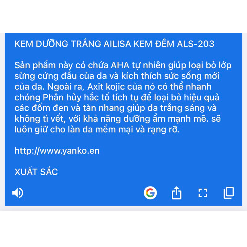 Ailisa ngày đêm làm trắng da, mờ thâm nám