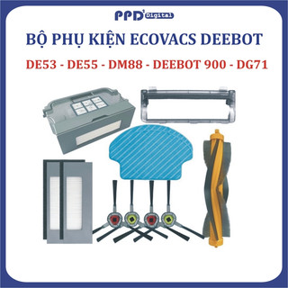  PHỤ kiện robot hút bụi lau nhà Ecovacs DE53 - DE55 - DG71 - DEEBOT 900 - Khăn Lau Chổi cạnh Chổi chính Lọc 