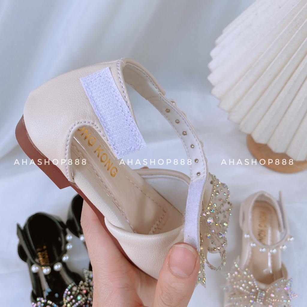 Dép Sandal Dép Quai Hậu Nơ Cánh Tiên Kim Sa Quai Ngọc Êm Chân Cho Bé Gái 2-7 Tuổi K070