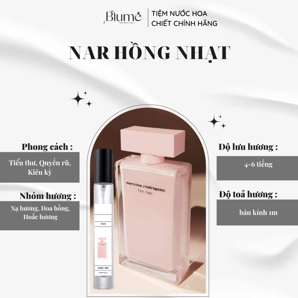 Nước hoa NỮ NARCISO FOR HER HỒNG NHẠT mùi dễ thương - Blume Tiệm Nước Hoa