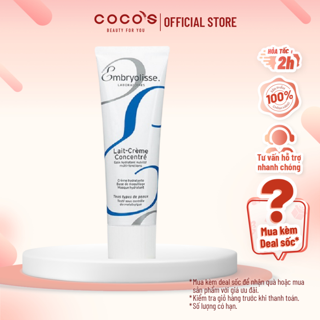 Kem Dưỡng Ẩm, Sáng Bóng, Siêu Phục Hồi Da Embryolisse Lait Creme Concentre (30ml/75ml)