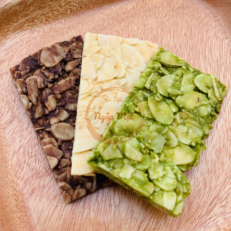 250g Bánh Ngói Hạnh Nhân Mix 3 Vị Vani CaCao Matcha, Mỏng, Thơm, Giòn, Healthy Chuẩn Ăn Kiêng