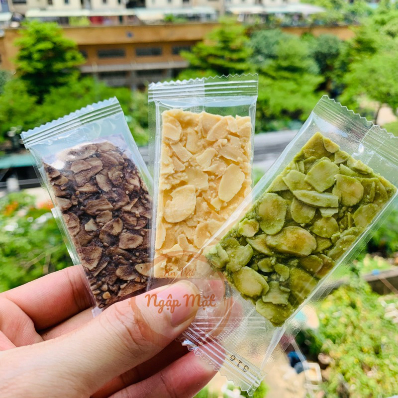 250g Bánh Ngói Hạnh Nhân Mix 3 Vị Vani CaCao Matcha, Mỏng, Thơm, Giòn, Healthy Chuẩn Ăn Kiêng