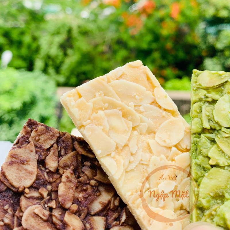 250g Bánh Ngói Hạnh Nhân Mix 3 Vị Vani CaCao Matcha, Mỏng, Thơm, Giòn, Healthy Chuẩn Ăn Kiêng