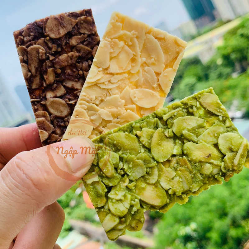 250g Bánh Ngói Hạnh Nhân Mix 3 Vị Vani CaCao Matcha, Mỏng, Thơm, Giòn, Healthy Chuẩn Ăn Kiêng