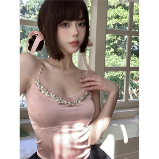 Áo lụa 2 dây đính đá cho nữ
