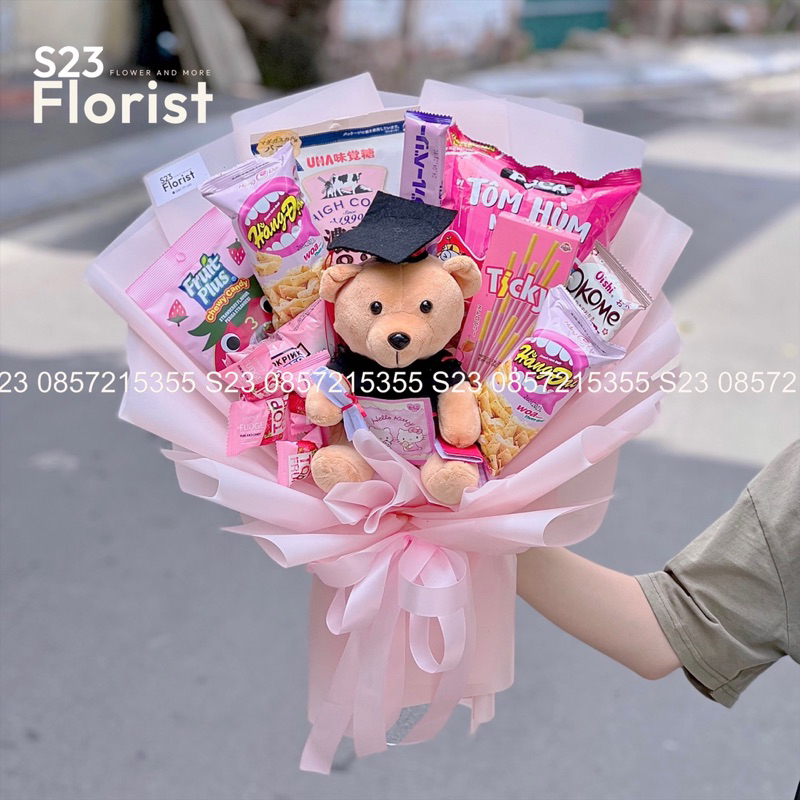 Bó hoa tốt nghiệp, Bó hoa đồ ăn vặt, Bó hoa kẹo, Bó hoa làm bằng kẹo