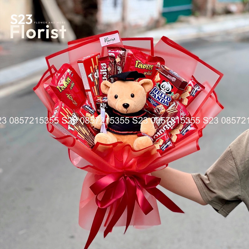 Bó hoa tốt nghiệp, Bó hoa đồ ăn vặt, Bó hoa kẹo, Bó hoa làm bằng kẹo