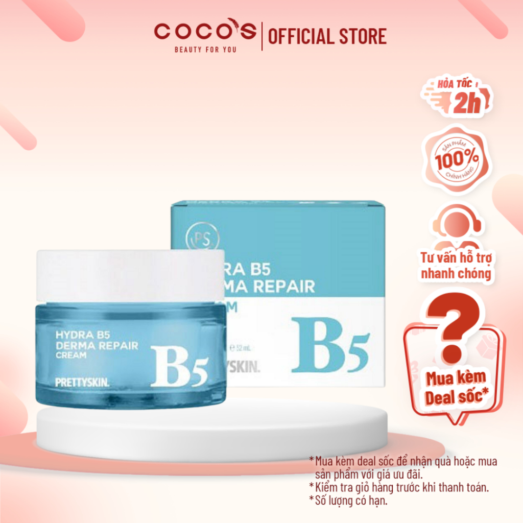 Kem dưỡng phục hồi và làm trắng da Prettyskin Hydra B5 Derma Repair Cream Pretty Skin 52ml (XANH)