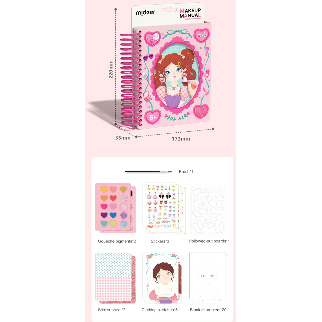 Đồ chơi Sổ Tay Trang Điểm và Tô Màu Nước Công Chúa - Mideer Makeup Manual - Dành cho bé từ 5 tuổi