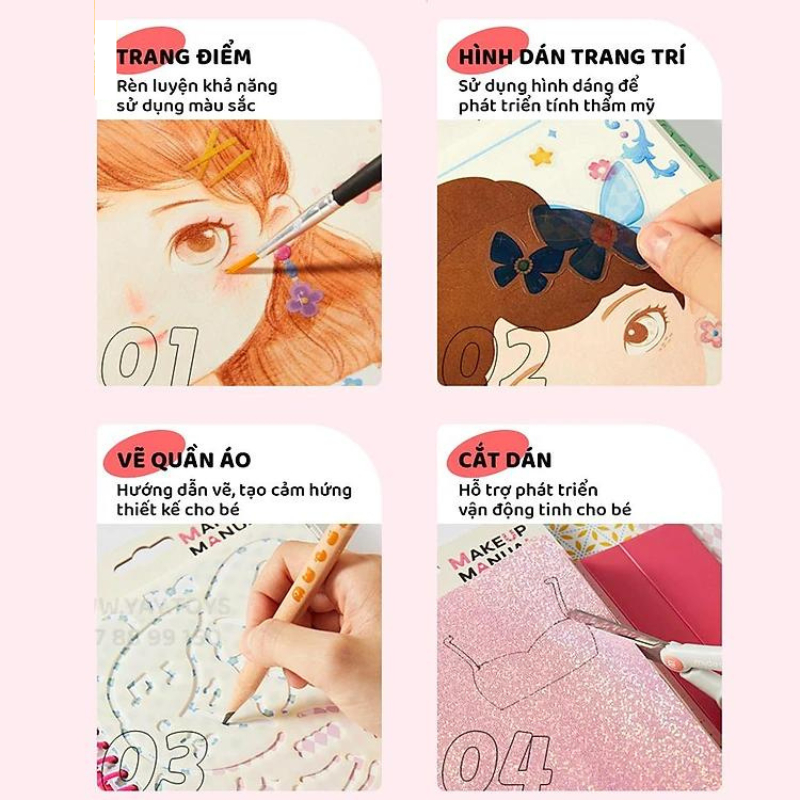 Đồ chơi Sổ Tay Trang Điểm và Tô Màu Nước Công Chúa - Mideer Makeup Manual - Dành cho bé từ 5 tuổi