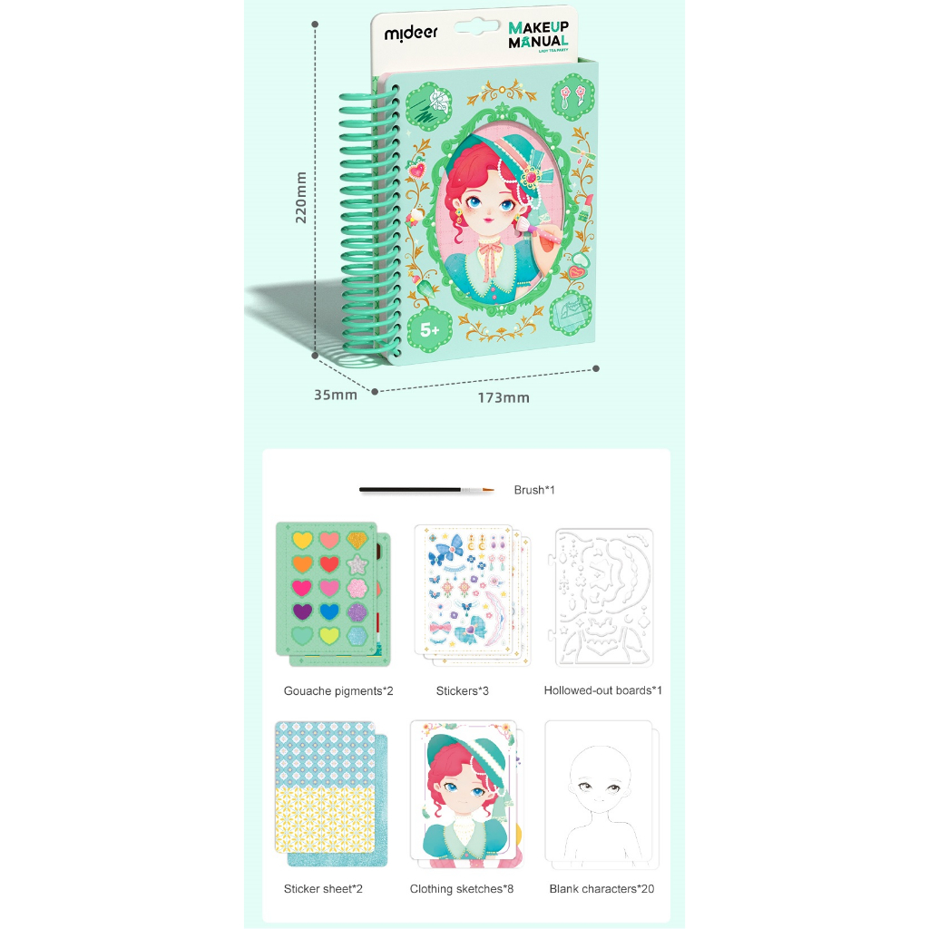 Đồ chơi Sổ Tay Trang Điểm và Tô Màu Nước Công Chúa - Mideer Makeup Manual - Dành cho bé từ 5 tuổi