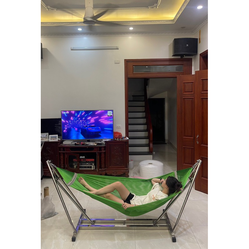 Võng xếp VINH HẠNH cao cấp khung inox Tiến Đạt chính hãng khung vuông phi 40,chịu tải trọng lên đến 250 kí