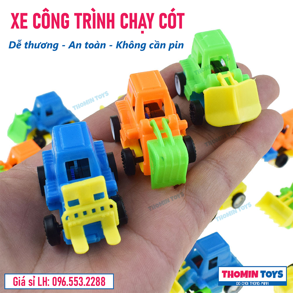 Đồ chơi xe công trình chạy cót, xe ủi công trường mini ô tô chạy cót máy bay chạy cót cho bé