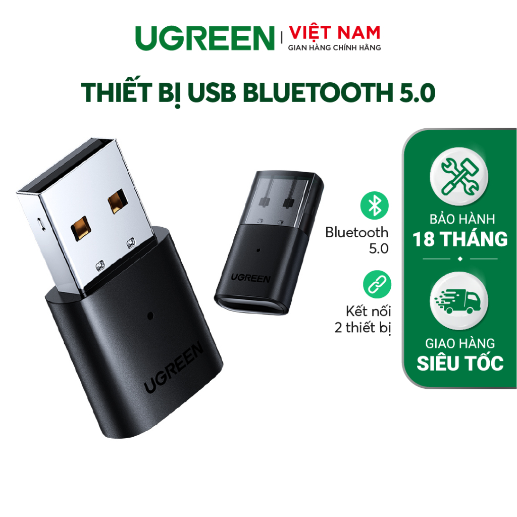 Thiết bị USB Bluetooth 5.0 UGREEN CM390 | Chứng nhận SRRC | Nguyên vật liệu cao cấp | Bảo Hành 18 Tháng 1 Đổi 1 80889.