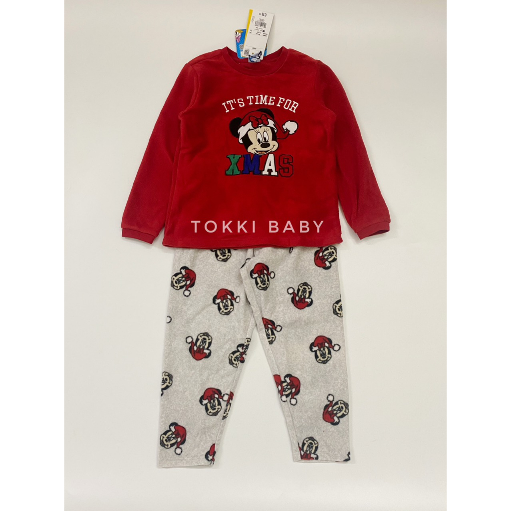 Bộ nỉ bông mỏng Xmas dư xịn hình Mickey cho bé BOV001