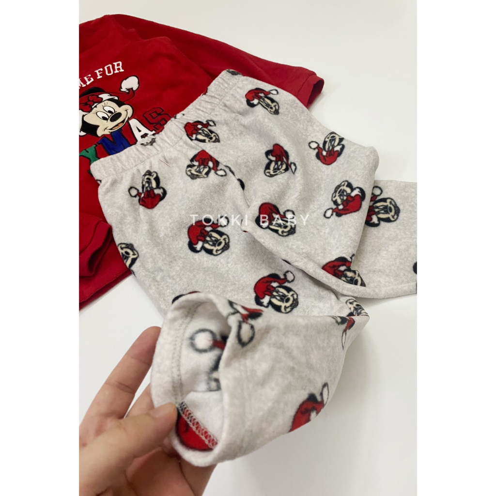 Bộ nỉ bông mỏng Xmas dư xịn hình Mickey cho bé BOV001