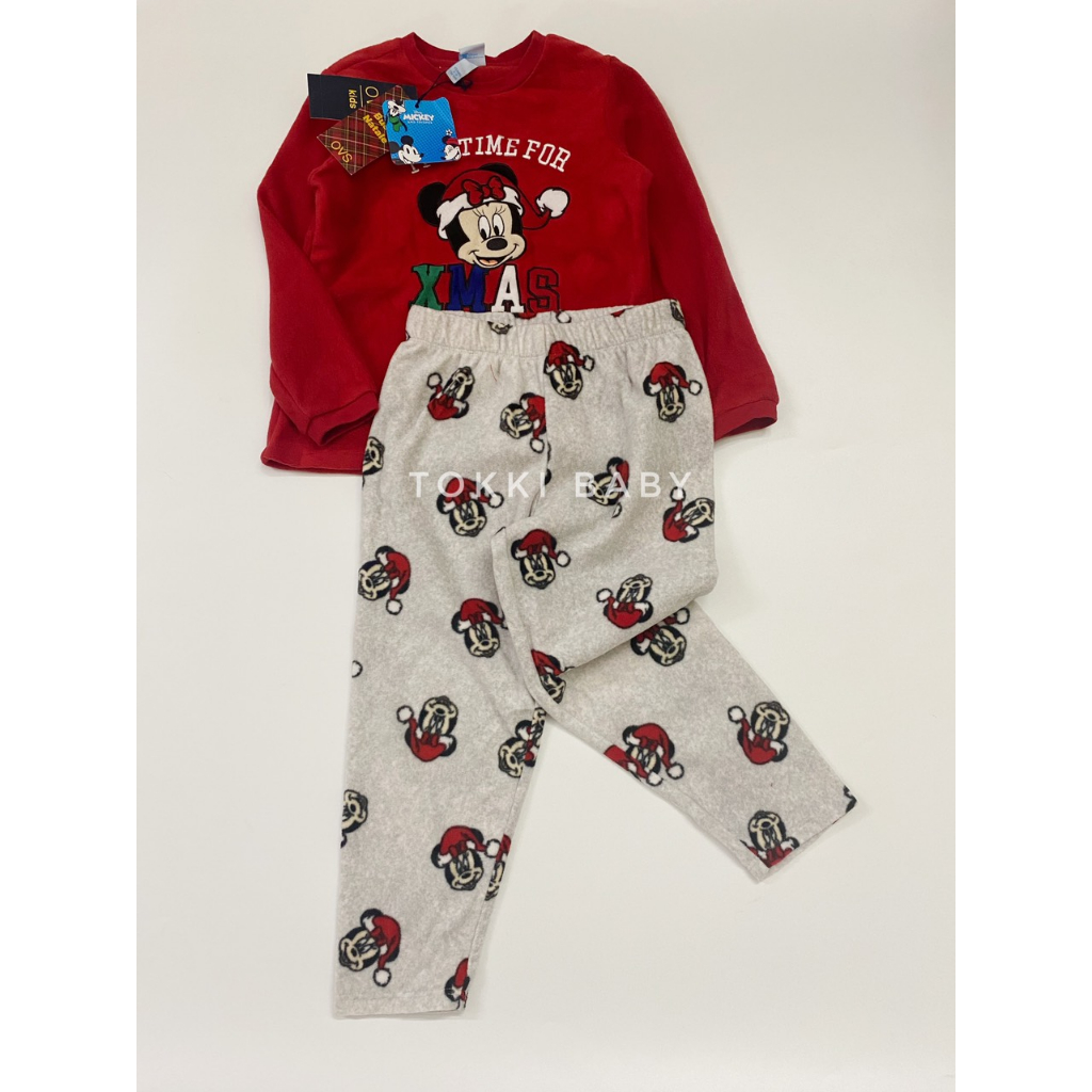 Bộ nỉ bông mỏng Xmas dư xịn hình Mickey cho bé BOV001