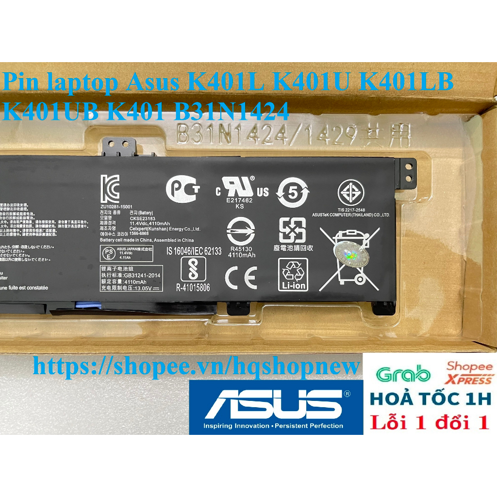 ⚡️ Pin laptop Asus K401L K401U K401LB K401UB K401 B31N1424