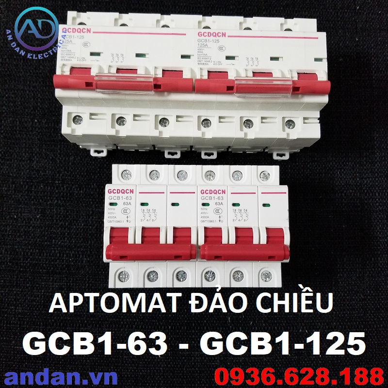 Aptomat đảo chiều 3 Pha 65A và 125A (GCB1-63 - GCB1-125), Cầu dao tự động đảo chiều 3P, Át đảo chiều 3P 65A 125A