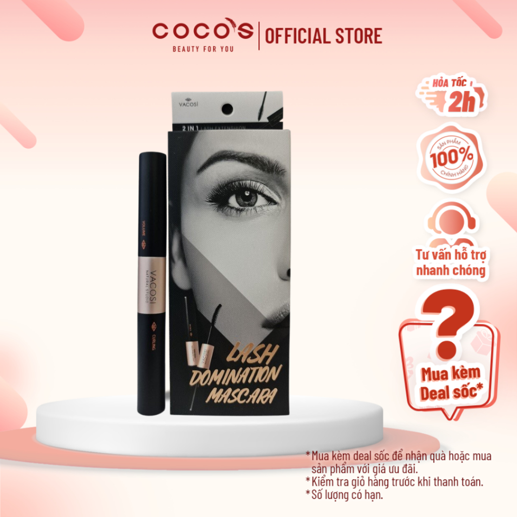 MASCARA làm dài và cong mi VACOSI NATURAL LASH DOMINATION Pro 10g