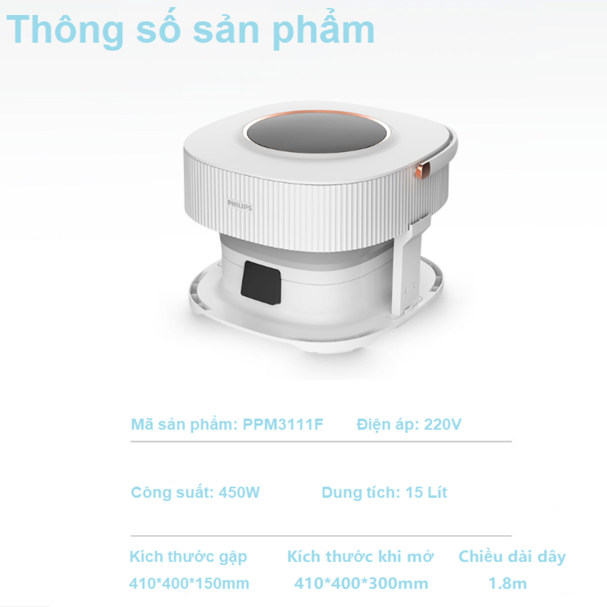 Bồn ngâm chân massage tự động Philips PPM3111F dung tích 15 lít