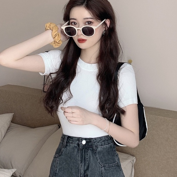 Áo Thun Croptop Cổ Tròn Bigsize Cô Nhỏ Chất Vải Gân Tăm Tôn Dáng Tôn Vòng 1 Sang Chảnh Basic Dễ Phối G102