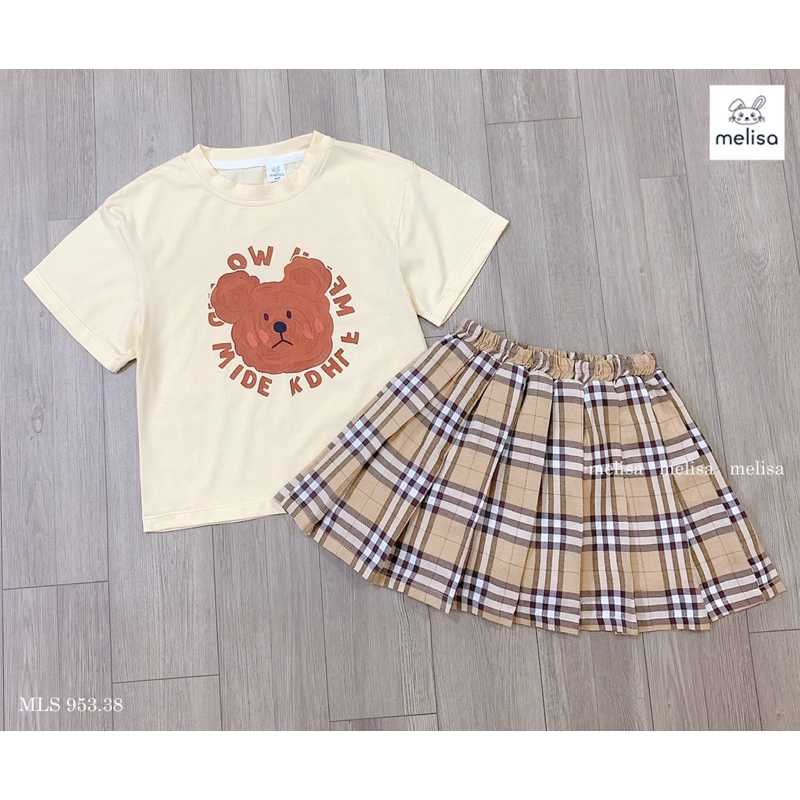 Set váy BBR cao cấp cho bé. Set váy gấu nâu cotton 4 chiều kèm chân váy BBR sang xịn bé gái 12-40kg Melisa