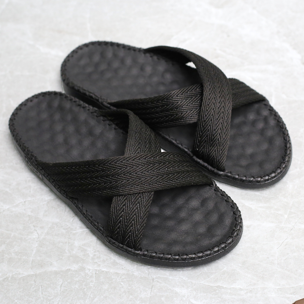 Dép nam D1157 quai dù chéo thời trang, có may đế