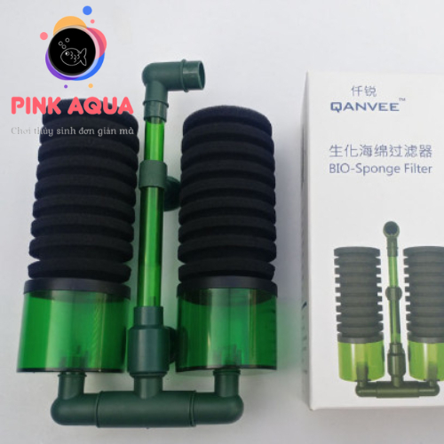 Lọc sủi vi sinh Bio đôi Qanvee QS-100A/200A - Có khoang chứa thêm vật liệu lọ làm trong nước hồ cá , hồ tép cảnh