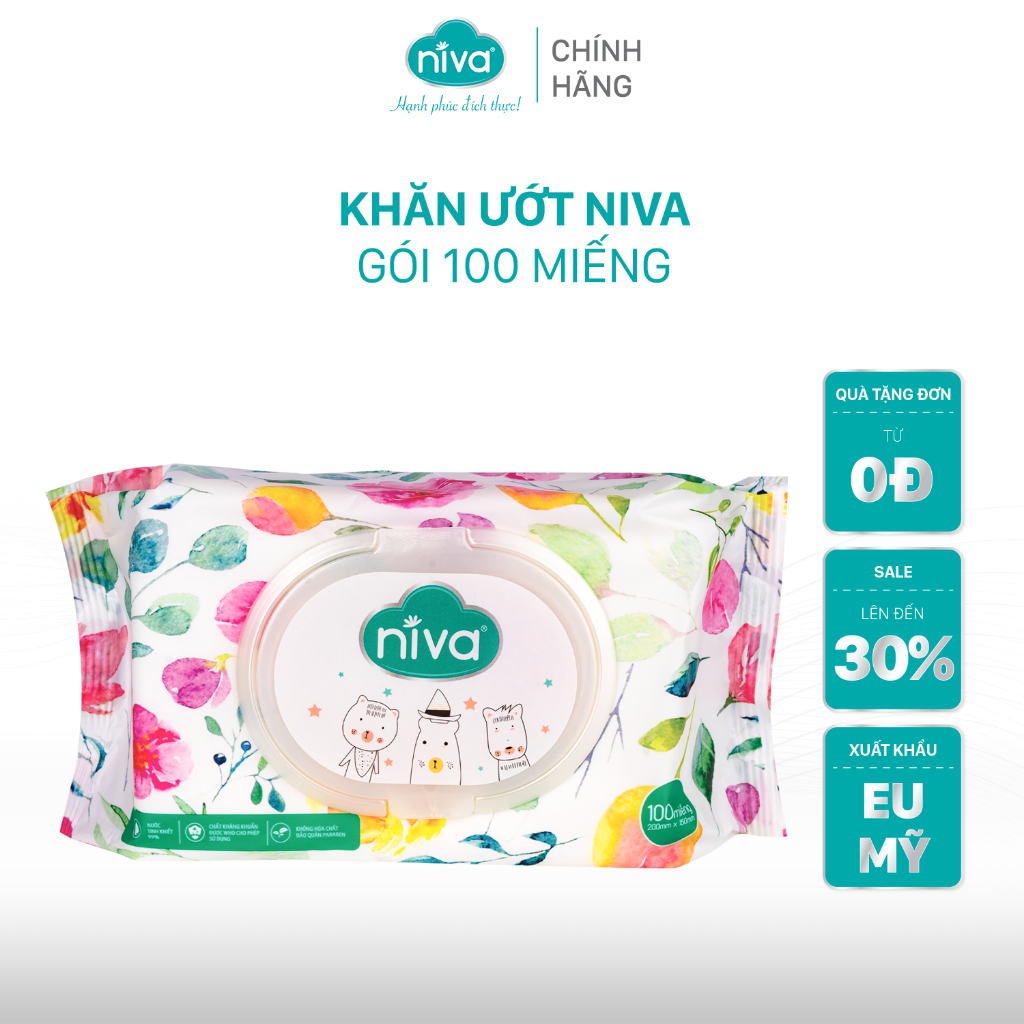 Khăn Ướt Đa Năng Không Mùi Niva 100 Tờ Tiện Dụng, Diệt Khuẩn, An Toàn Cho Trẻ Sơ Sinh Phụ Nữ Mang Thai