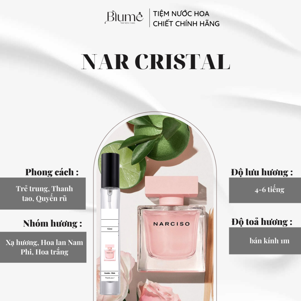 Nước hoa nữ NARCISO CRISTAL mùi dễ thương - Blume Tiệm Nước Hoa