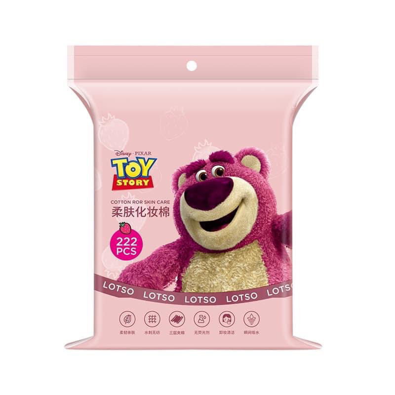 Bông Tẩy Trang Gấu Dâu losto 3 Lớp - Bông Đắp Tone Skincare Siêu Mềm Mịn 222 Miếng