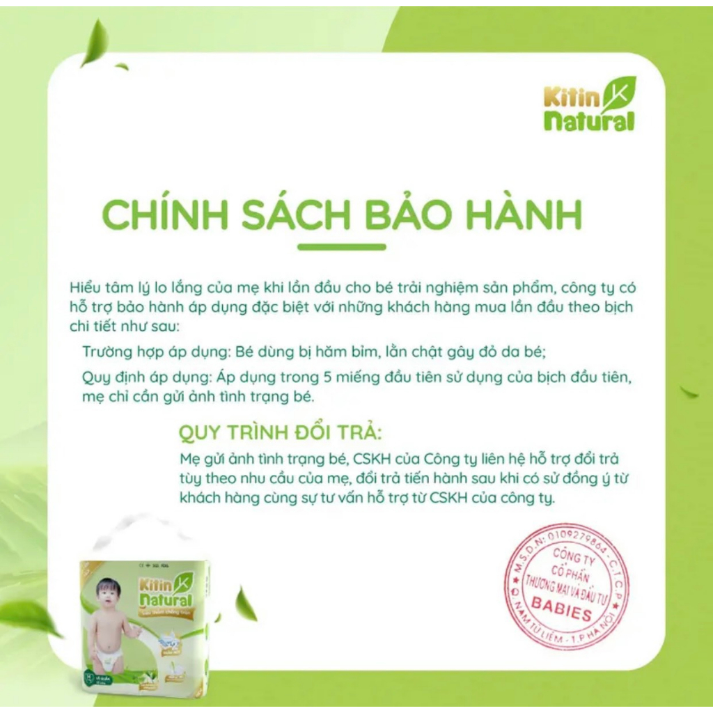 Tã/Bỉm quần/dán Kitin Natural  S50,M44,L40,XL38,XXL36,XXXL34