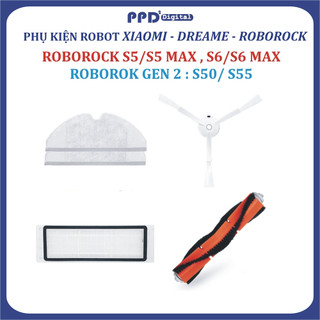  PHỤ kiện khăn Chổi cạnh chổi chính chổi giữa lọc bụi Robot Xiaomi Roborock S5 Max S6 Max,Roborock Gen2: S50,S55 