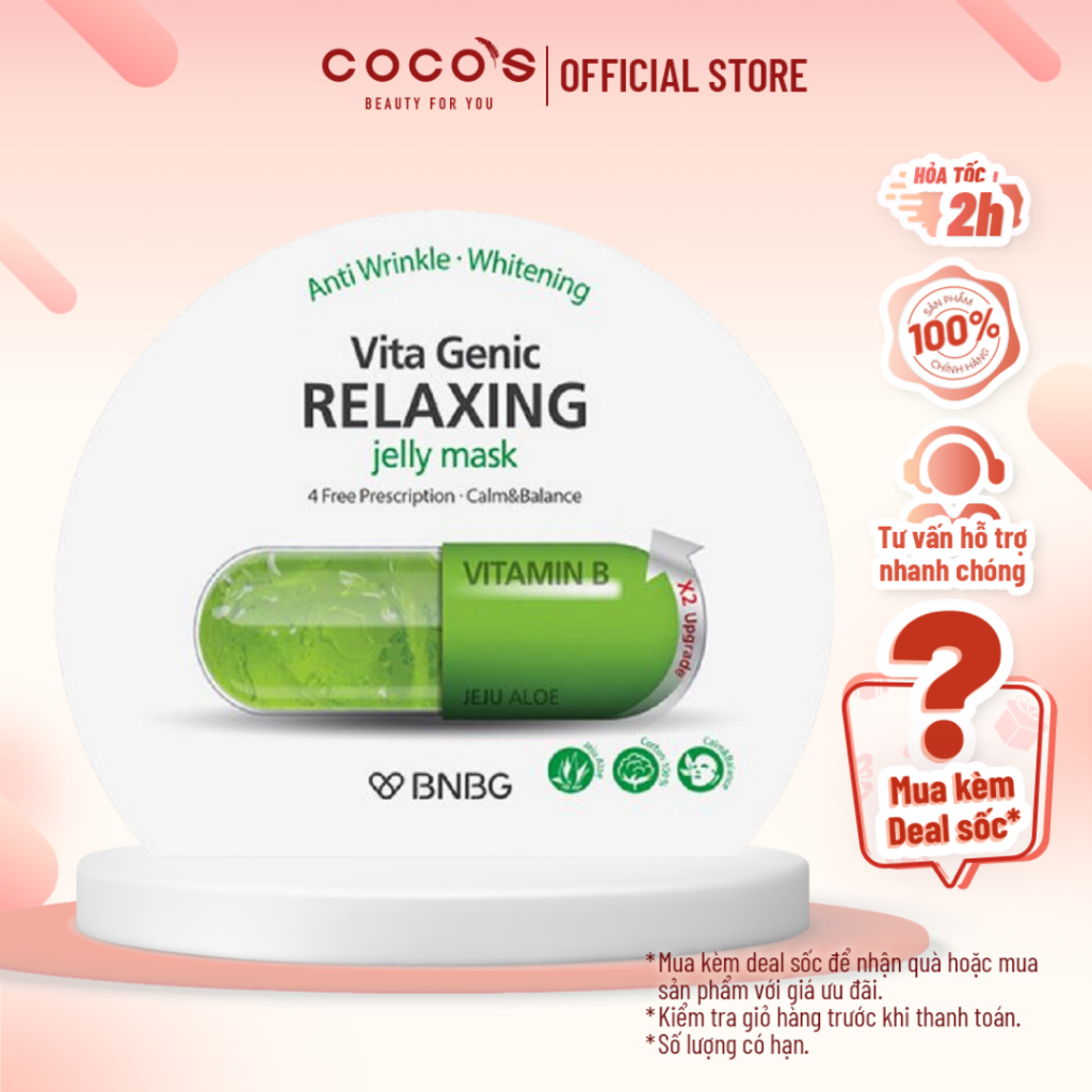 Mặt nạ dưỡng da Thư Giản Và Phục Hồi Da BNBG Vita Genic Relaxing Jelly Mask(Vitamin B) 30ml [BNBG X-LÁ]