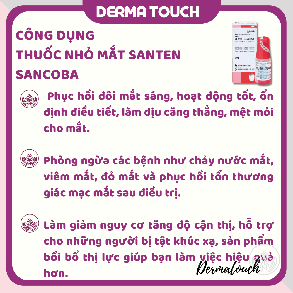 Nhỏ mắt Santen Sancoba Eye Drops 5ml Nhật Bản chống cận - DermaTouch