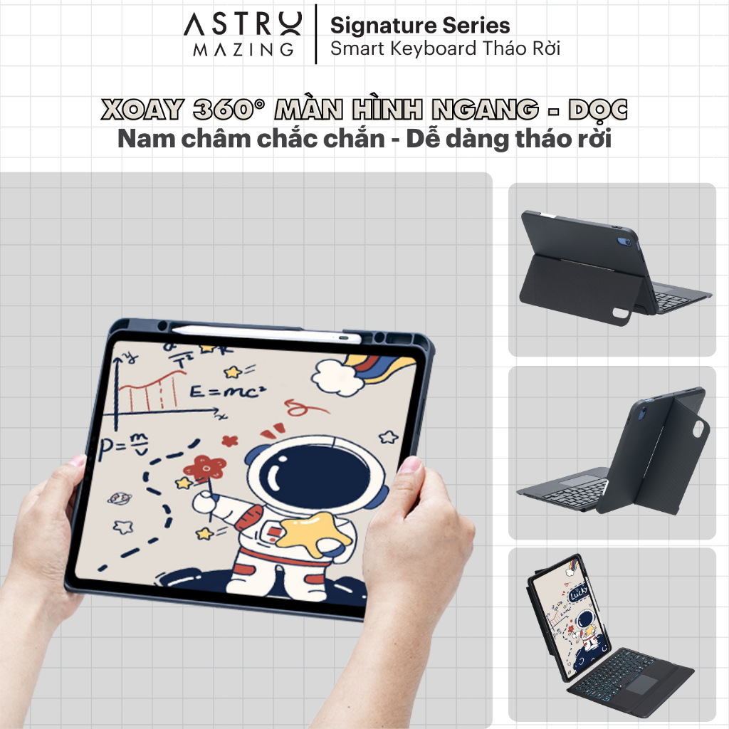 [Smart Keyboard] Cover bàn phím AstroMazing Wireless Keyboard cho iPad Pro 11 12.9 2018 2020 2021 2022 M1 M2 10.2 Mini 6