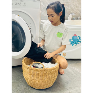Sọt tròn mây lục bình cói trồng cây trong nhà, đựng quần áo dơ nhà tắm, khách sạn